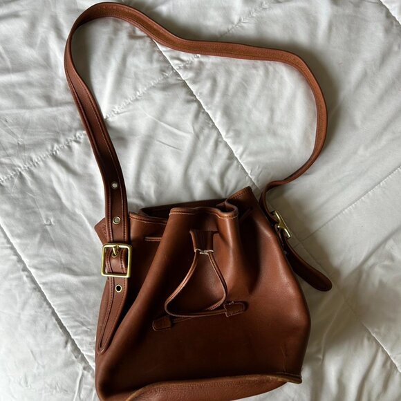 Brown leather bucket bag  Coach Some flaws see photos   Vintage y2k Hobo bag #l - Picture 1 of 8